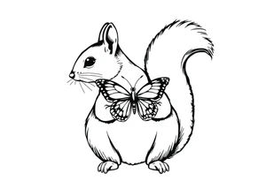 A Squirrel with a butterfly in hands tattoo idea