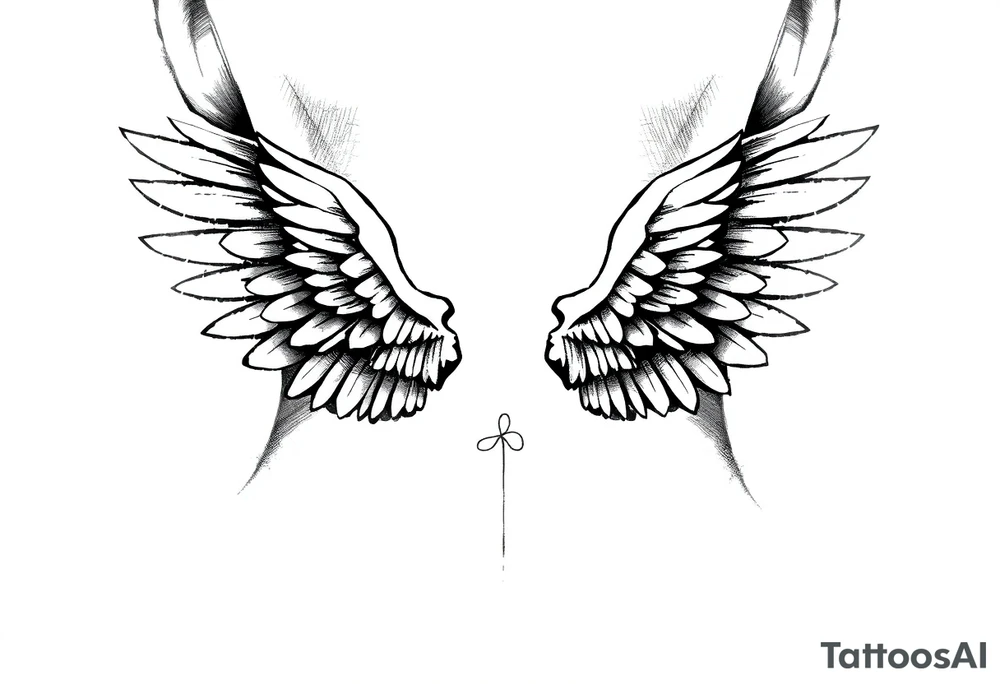 wings on the back of the neck tattoo idea