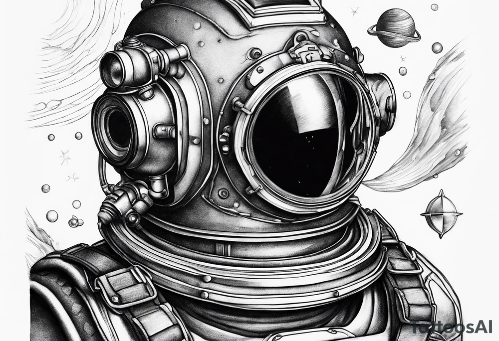 mark v diving helmet mixed with a space helmet tattoo idea