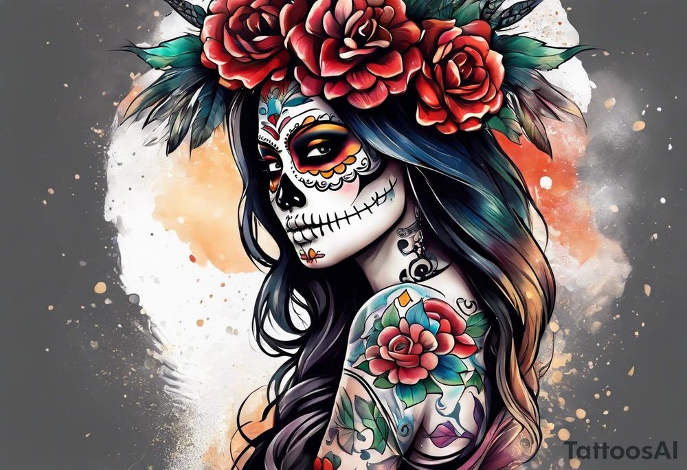 Mexico day of dead tattoo idea