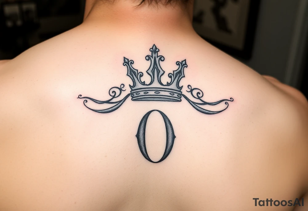 Name Oliver with a kings crown above the O tattoo idea