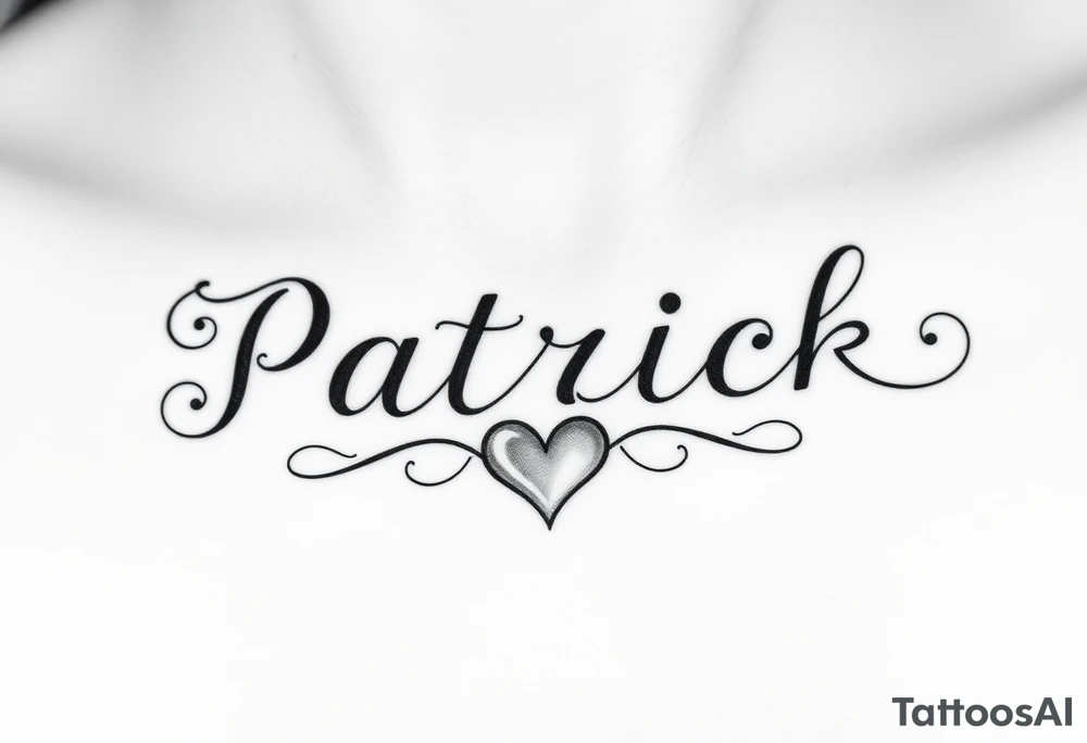 The name Patrick with a heart at the end tattoo idea