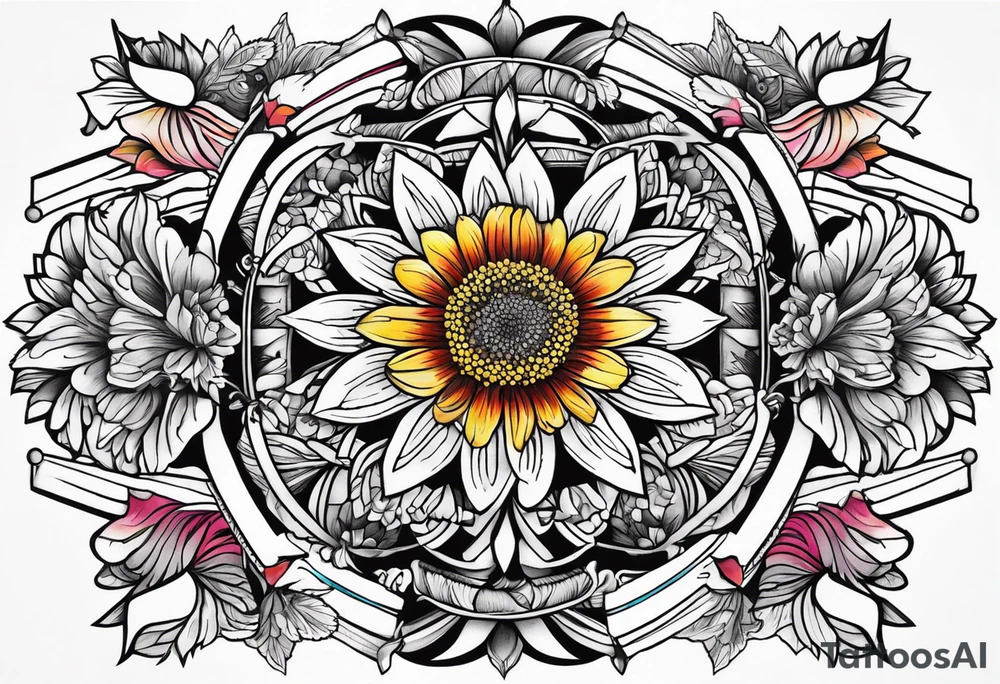 Indian blanket flower arrows tattoo idea