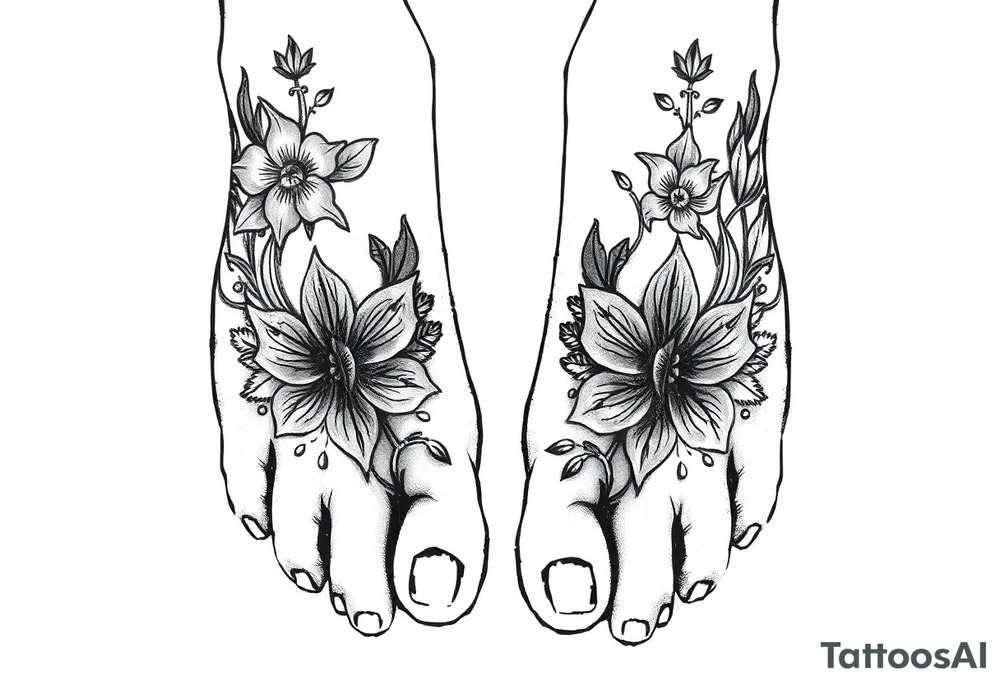 Feet prints left in concrete tattoo idea