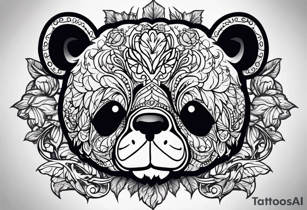 skeleton bears head gothic tattoo idea