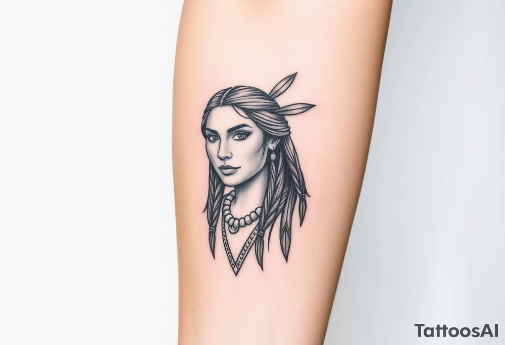 Realistic Pocahontas tattoo idea