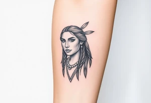 Realistic Pocahontas tattoo idea