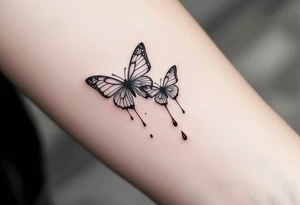 Two butterflyes with blood driping tattoo idea