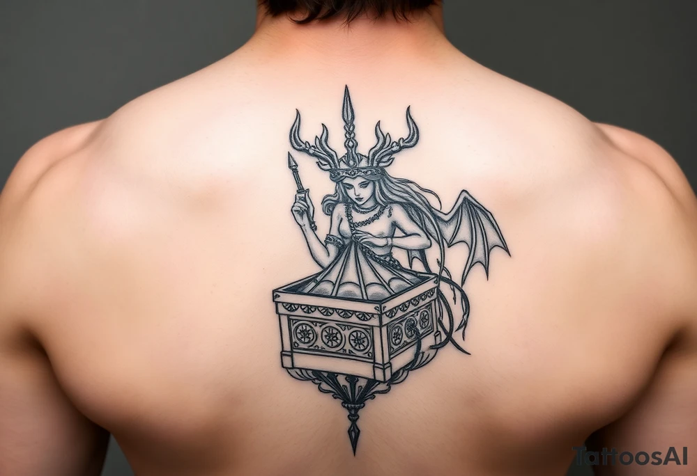 Hecate and Pandora's box, Greek mythology style tattoo idea