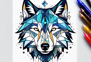 Constellation, animal wolf snow , géométric tattoo idea