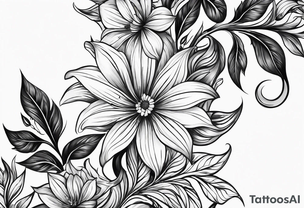 Curved floral leaves; s-shape tattoo idea