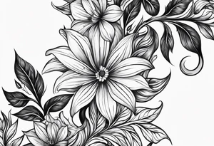 Curved floral leaves; s-shape tattoo idea
