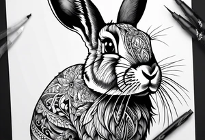 Bunny rabbit with Kirsty R written underneath tattoo idea