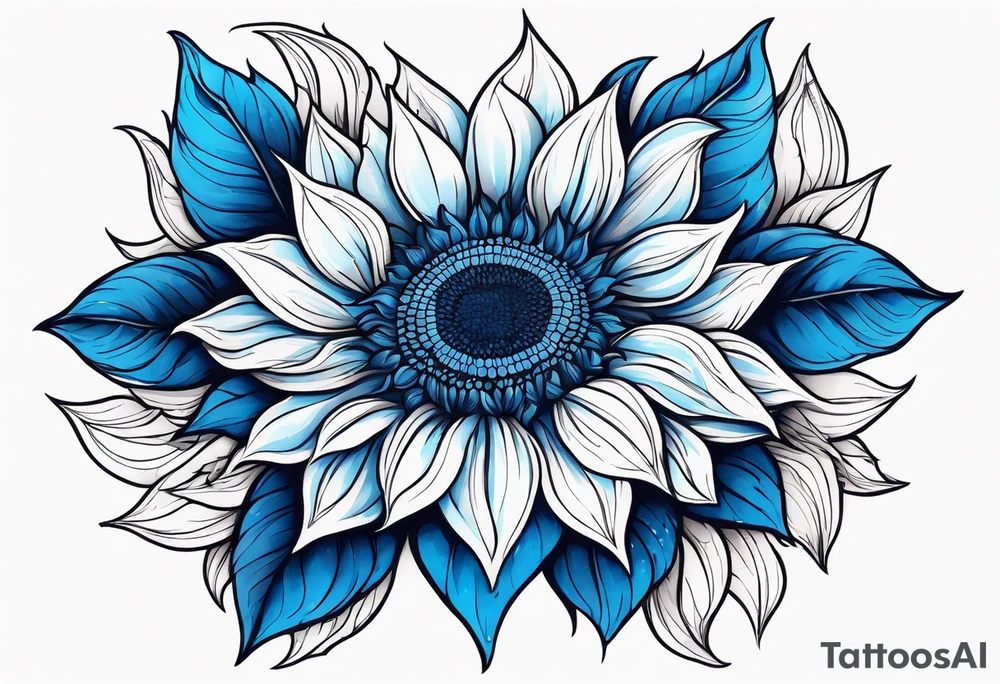 Blue sunflower tattoo idea