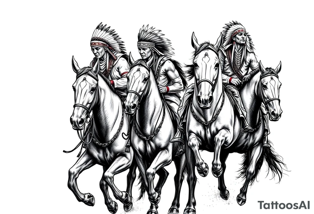 Native American warriors on horses tattoo idea