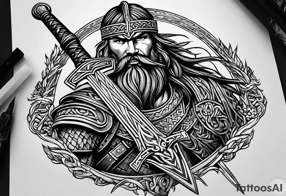 Viking sword Valhalla tattoo idea