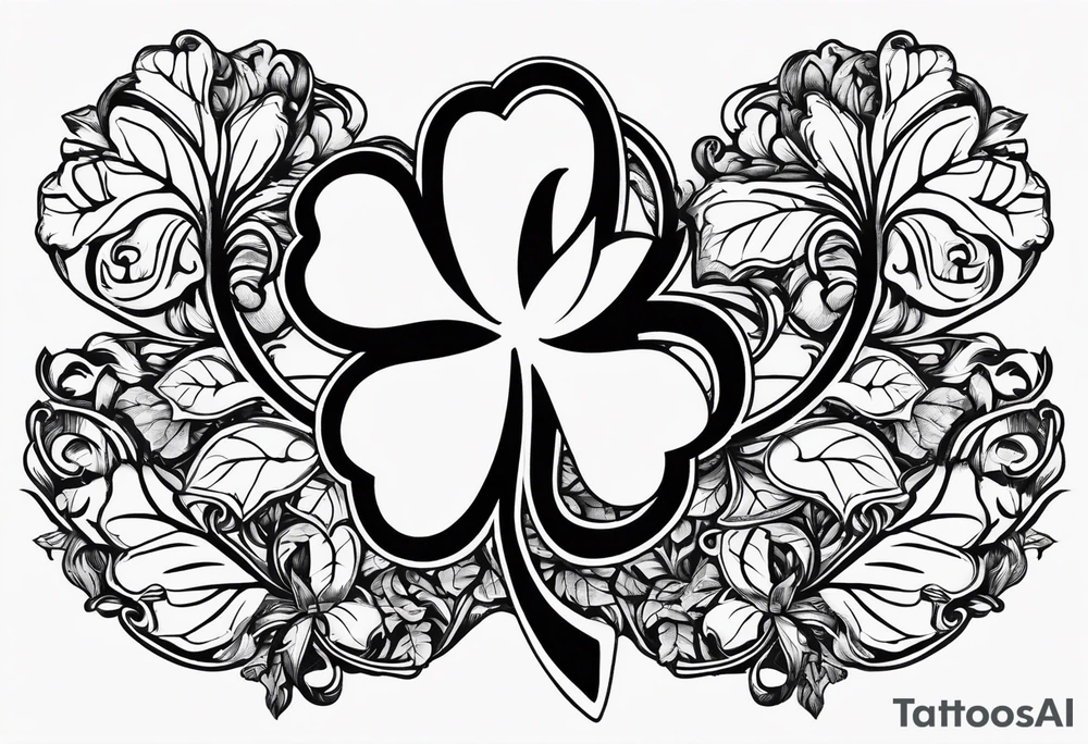 a single three leaf clover with vine, and the initial G in one leaf, T in another leaf, and a combined JK in the middle leaf tattoo idea