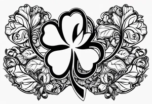 a single three leaf clover with vine, and the initial G in one leaf, T in another leaf, and a combined JK in the middle leaf tattoo idea