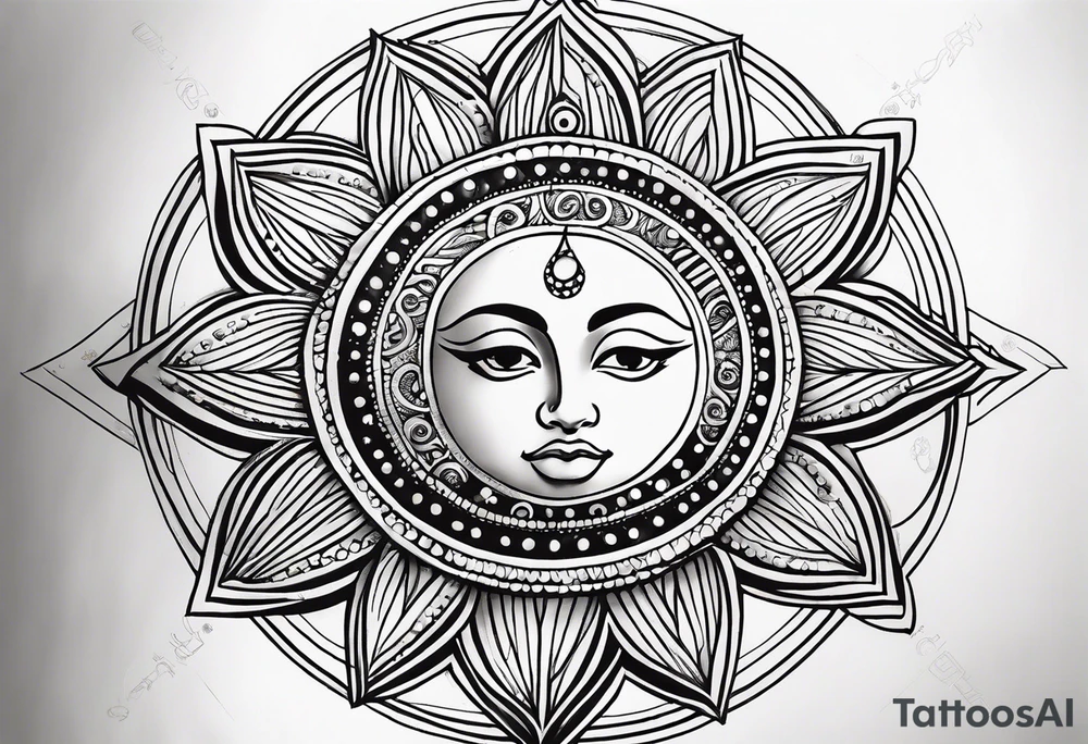 Sun with lines and dots simple yet feminine tattoo idea