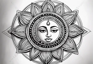 Sun with lines and dots simple yet feminine tattoo idea