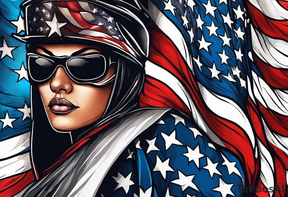 Drawing of American flag tattoo idea