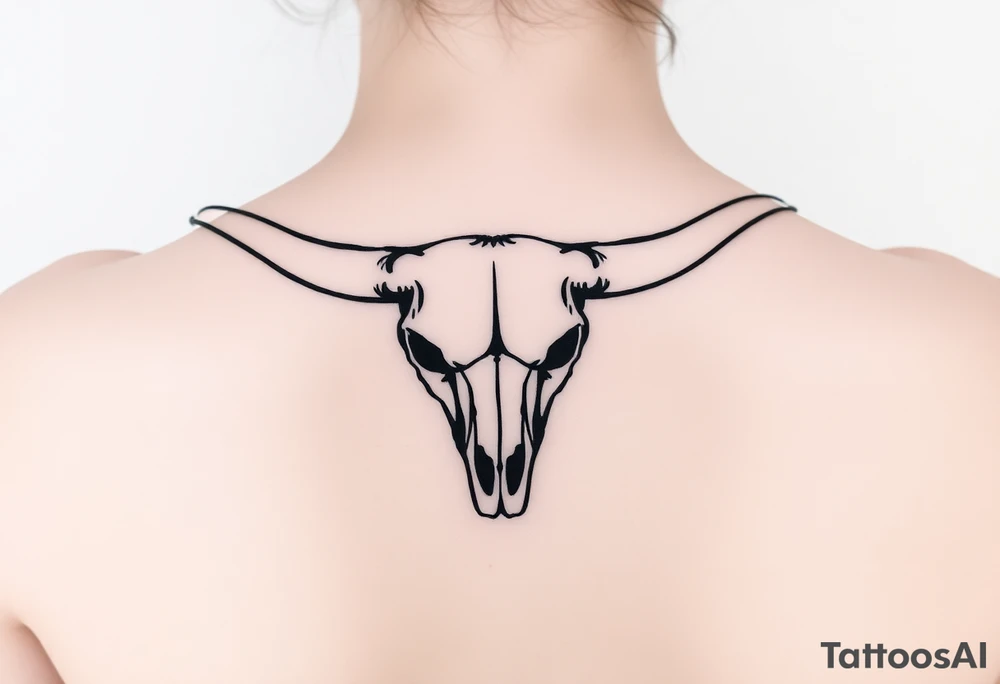Longhorn skull with Texas flag shoulder tattoo idea