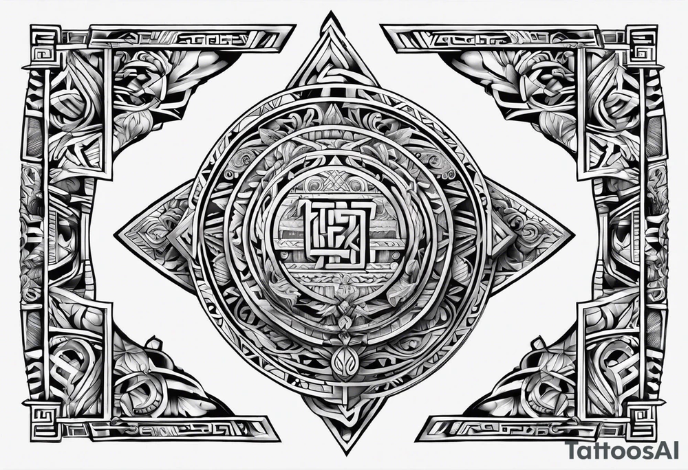mayan rune sleeve tattoo idea
