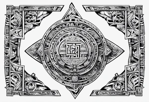 mayan rune sleeve tattoo idea