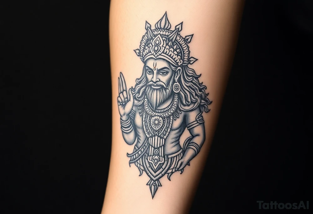 hindu god tattoo that shows strength and is trippy tattoo idea