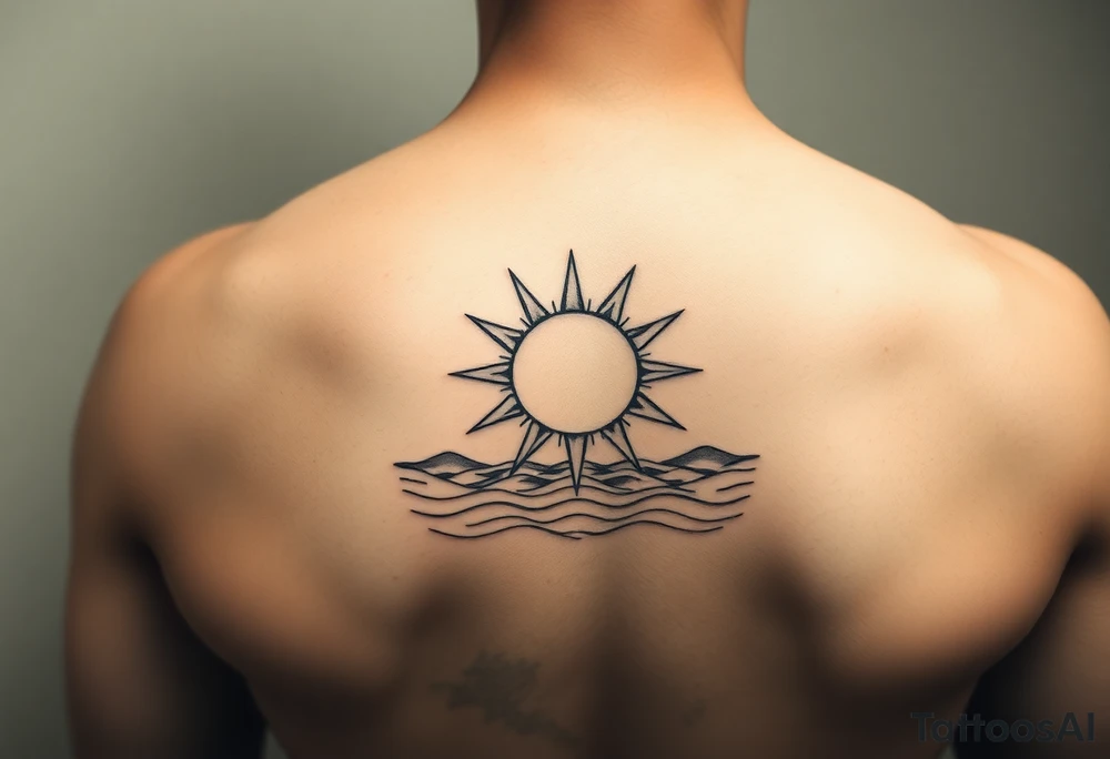 Sun on the water line simple tattoo tattoo idea
