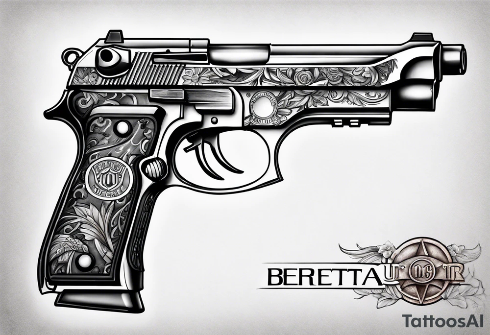 A military M9 Beretta pistol tattoo idea