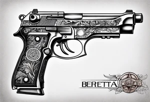A military M9 Beretta pistol tattoo idea