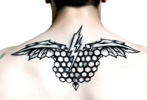 Tattoos with lightning and honeycomb pattern tattoo idea