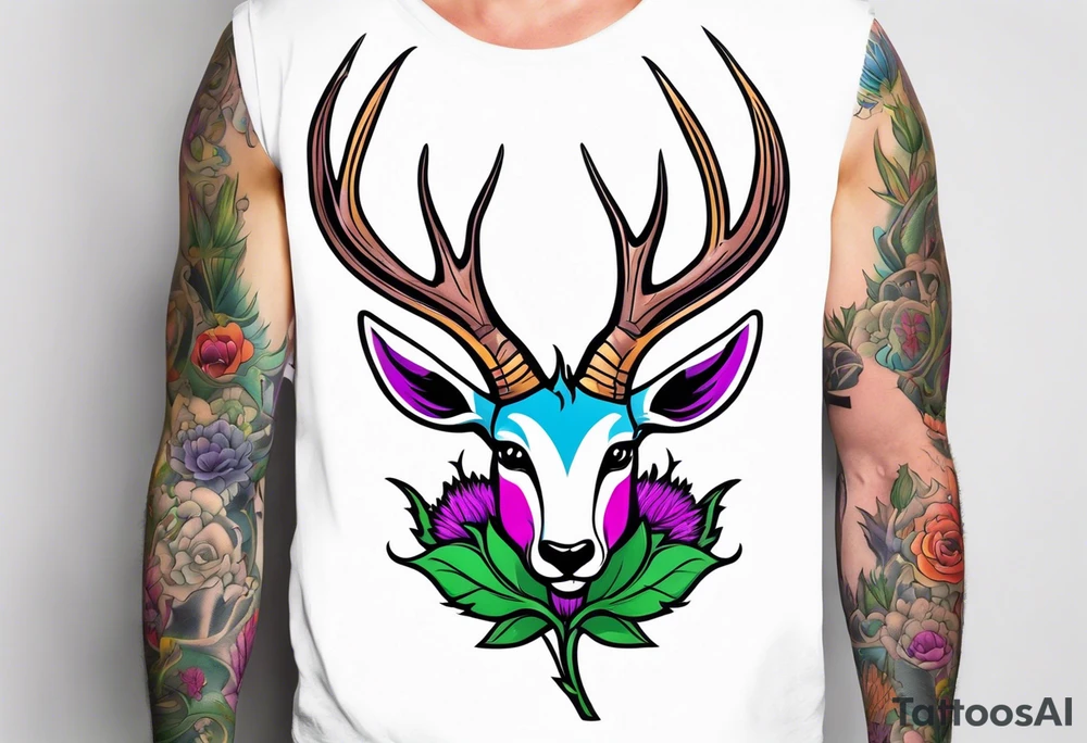 Springbok and scottish thistle tattoo idea