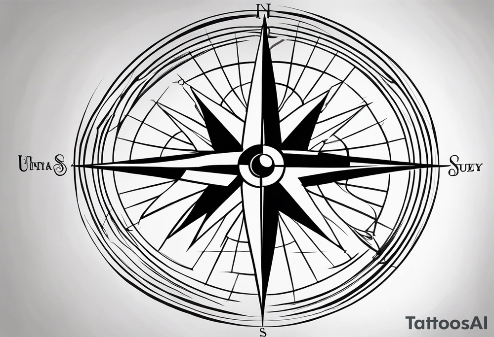 simple basic compass rose with long straight lines tattoo idea