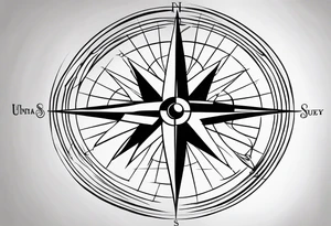 simple basic compass rose with long straight lines tattoo idea