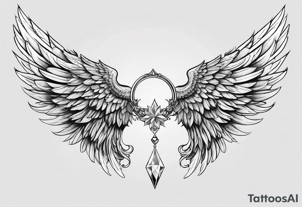 Angel wings with diamond tattoo idea