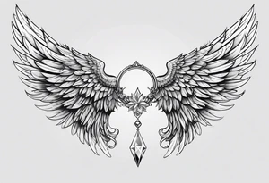 Angel wings with diamond tattoo idea