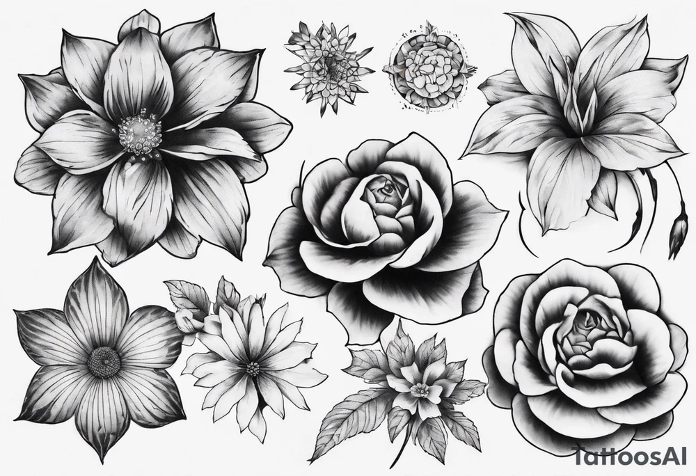 Flowers in a big tatto tattoo idea