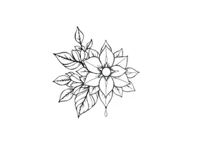 Raminho de folhas com flor de mandala tattoo idea