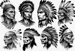 indian theme man face realistic sleeve tattoo idea