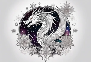 Constellation, dragon, snowflake tattoo idea