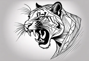 Puma em posição de ataque, agressivo, parte superior do corpo,  a ser utilizada em camiseta de escuderia f1 in schools tattoo idea