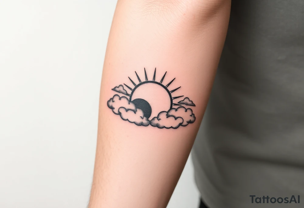 Julie Forever with clouds sun and moon tattoo idea