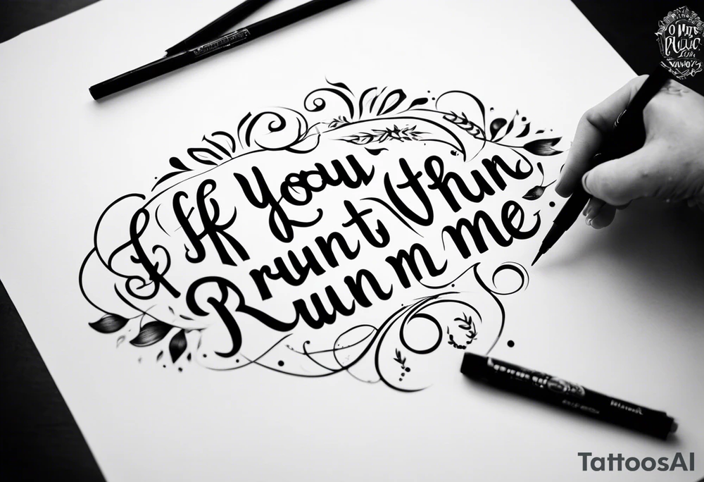 create a tatto using the next lyric: "If you choose to run away with me" tattoo idea