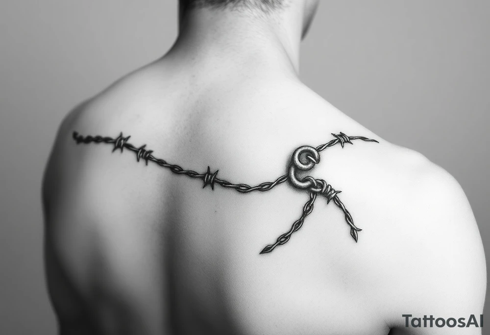 I want a barbed wire wraparound tattoo on my arm that starts from my hand and goes around my arm to my bicep where it ends up coiling itself on the bicep. It should also have a part that looks like a chain which is breaking to representing breaking generational curses tattoo idea