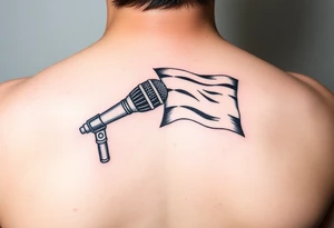 Microphone with a box mic flag tattoo idea