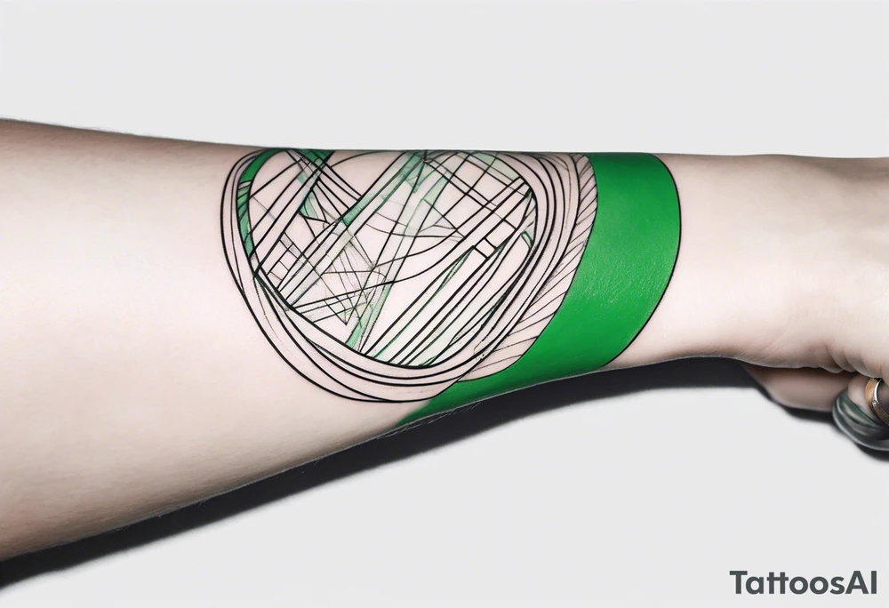 lines around wrist, abstract, green and black, covered from wrist to forearm, fully covered, no borders, blackwork, no people tattoo idea