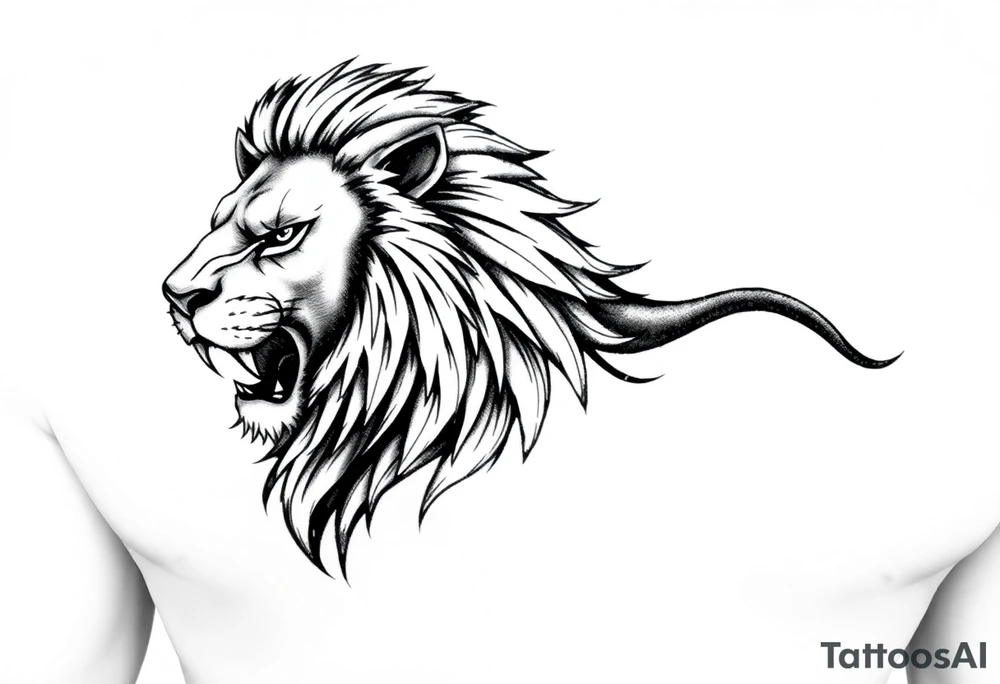 powerful majestic lion representing protection tattoo idea