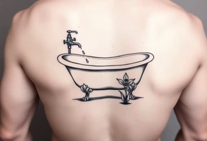 clawfoot bathtub with simple faucet and lily coming up out the floor tattoo idea